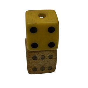 Vintage Bakelite Die (Dice) Pendant and Wooden Die  1/2" Square